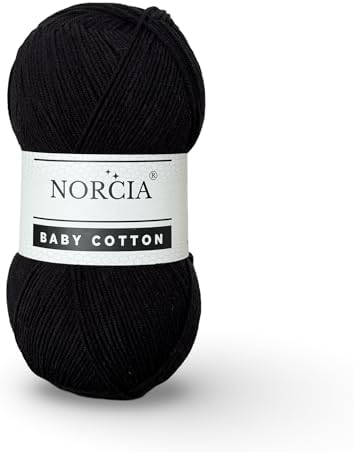 Baby Cotton, 55% Cotton 45% Acrylic Yarn, Fine/Sport (2) for Crochet and Knitting, Soft Amigurumi Yarn, 100 gr (361 yds)