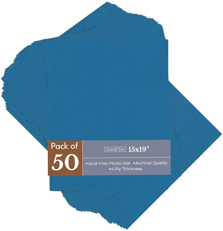 Blue 15x19 Uncut Premium Mat Board - No Opening - 50 Mats