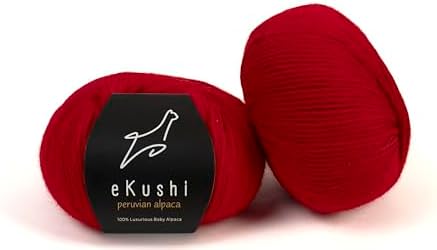 100% Baby Alpaca Yarn for Knitting & Crocheting - Set of 2 Skeins of Premium Yarn DK - Lightweight, Hypoallergenic & Thermal Peru Made - Ideal for Delicate Projects (RE020 - Red)