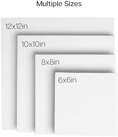 KINGART White Canvas Panel Set – Square Assortment, 28-Pack – 100% Cotton, Triple Gesso Primed Artist Boards for Acrylic, Oil, Sketching, & Mixed Media Painting