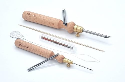 Nurge Premium Quality Punch Needle Kit, 3mm-4mm-5mm,1.2 mm - 1.6 mm - 2.2 mm Metal Tubes and Wooden Handle Punch Needle Kits for Adult Beginner, Embroidery Weaving Tools for Thread (Sets)