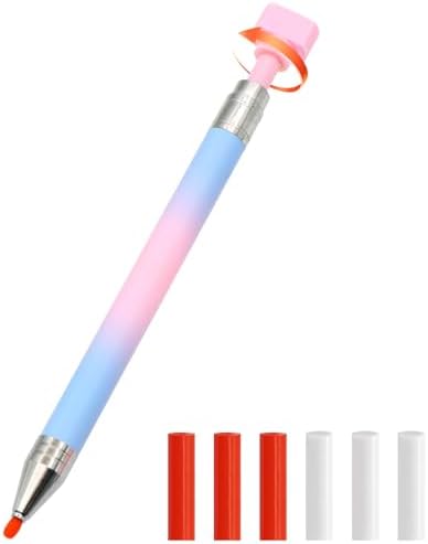 ZYNERY Diamond Art Pen, Diamond Painting Pens Refillable, Glue Clay Pens for Rhinestones, Gem Art Rhinestone Picker Tool for 5D Gem Painting Includes 6 Glue Clay Refills (Pink-Blue)