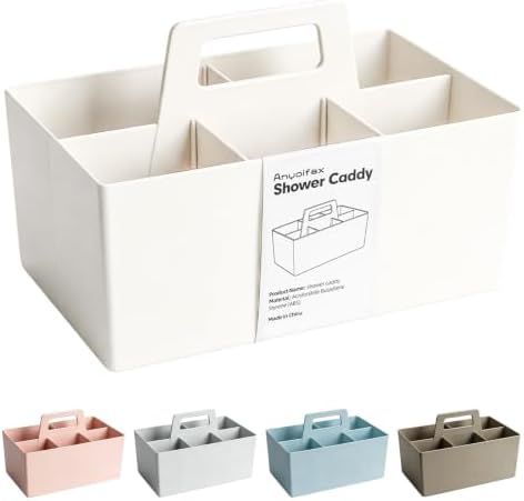 Multipurpose Caddy Organizer with Handle Plastic Desk Storage, White