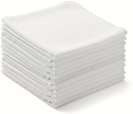 Flour Sack Shop Towels, Natural Cotton Cleaning Towels 14" x 12", Pack of 12 Reusable Absorbent Towels for Garage, Automotive, Workshop, Kitchen Cleaning, Polishing, Dusting & Multi-Purpose Use