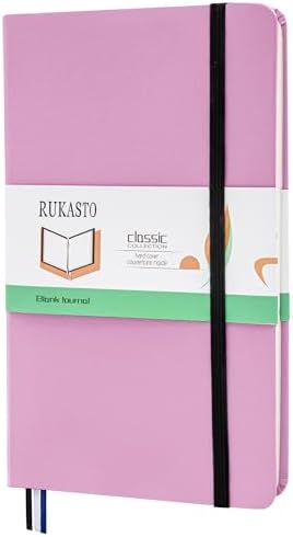 Hardcover Notebook Blank Journal Sketchbook for Drawing, Medium 5.5 by 8.4 Inch, 100 GSM Thick Paper (Pink, Plain)