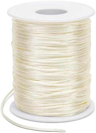 1.5mm Nylon Cord 328 Feet Satin Cord Nylon String for Bracelets, Bracelet Thread Bead String for Jewelry Making, Necklace, Chinese Knotting, Beading, DIY Crafts (Off White)