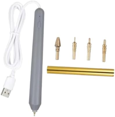 Fancyes USB Heat Foil Pen with 4 Size Tips DC5V Multipurpose 6.14x0.71 Hot Embossing Stamping Pen Scrapbooking Tool Kit for Drawing