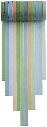 YUBBAEX 12 Rolls Washi Tape Set Natural Color Decorative Tapes for Arts, DIY Crafts, Journals, Planners, Scrapbook, Wrapping Wide -Salty Morandi- (Salty, 8mm x 12Rolls)