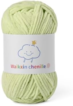 Skinny Chenille Yarn for Crocheting, 1.75 oz/ 109 yds Amigurumi Yarn&Baby Yarn for Crocheting Soft, Fluffy Fingering Weight Velvet Yarn for DIY Crafts&Baby Blankets.(Fresh Green)
