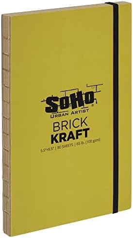 SoHo Urban Artist Brick Sketchbook Journals for Sketching, Drawing, Colored Pencils, Graphite, and More - Kraft 5.5"x8.5" (100 GSM, 80 Sheets) - 2 Pack