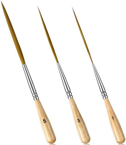 3 Pcs Rigger Liner Brushes Scroll Pinstriping Brush Extra Long Liner Brushes Fine Tip Paint Brush Set for Filling Corners Marking Outlining Creating Edge Borders Watercolor Acrylic Detail Painting