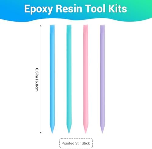 Gartful 4PCS Pointed Silicone Stir Sticks, Reusable Mixing Sticks for Epoxy Resin, Paint, Making Glitter Tumblers Cups, Arts, Crafts, Facial Mask Stirring Rods, 4 Colors