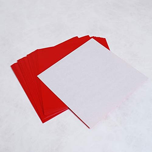 [Taro's Origami Studio] Standard 6 Inch One Sided Single Colors (Red) 50 Sheets (All Same Color) Square Easy Fold Premium Japanese Paper for Beginner