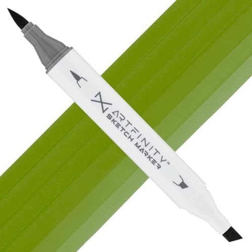 Artfinity Sketch Markers - Light Olive Green YG1-6, Vibrant, Professional, Dye-Based Alcohol Markers for Artists, Drawing, Travel, & More