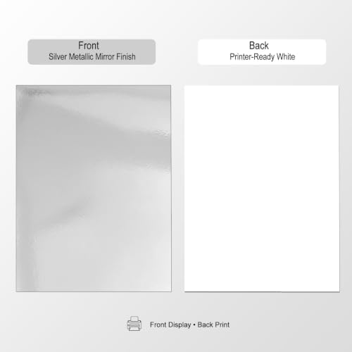 Silver Cardstock 8.5x11 in, 92lb/250GSM Metallic Shimmer, 20 Sheets