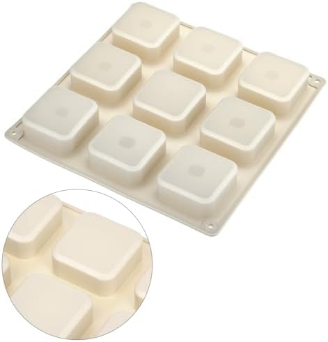 QWORK Silicone Soap Molds, 4 Pcs 9 Cavities Square Molds Set, Square Chocolate Baking Mould
