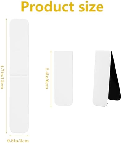 48 Pieces White Magnetic Bookmarks Book Marker Clip Sublimation Bookmarks, Magnetic Page Markers Clips for Kids Students Teachers Classroom Office Reading Book Lovers Supplies