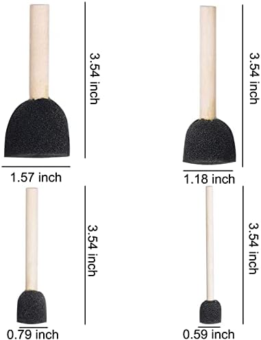 WAFJAMF 40 Pcs Round Sponges Brush Set 4 Sizes DIY Painting Tools Black