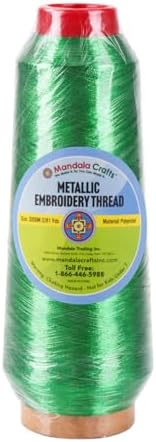 Mandala Crafts Metallic Kelly Green Embroidery Floss for Sewing, 3281 Yard Spool