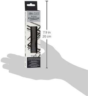 Winsor & Newton Artists' Willow Charcoal, Assorted, Box of 12 | Rich Willow Charcoal, Consistent Intensity, Carefully Baked, Create Darkest Black or Smokey Shades