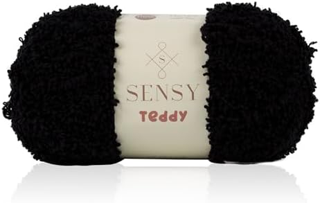 S Sensy Teddy- Micro Polyester Amigurumi #5 Bulky Yarn Black 109 Yards 4 oz