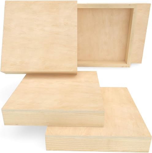 Arteza Wooden Canvas Board, 8x8 Inch, Pack of 5, Birch Wood, Cradled Artist Wood Panels for Painting, Encaustic Art, Wood Burning, Pouring, Use with Oils, Acrylics | 1.5 in Profile, Smooth 5 mm Surface, Sanded Edges, For Oil, Acrylic Pouring, Wood Burn...