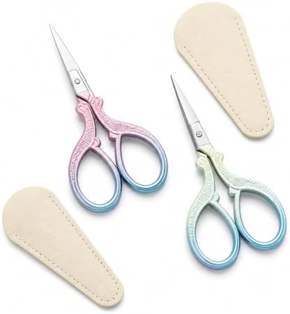 2 Pack Embroidery Scissors with Covers, Small Needlepoint Scissors (Style1)