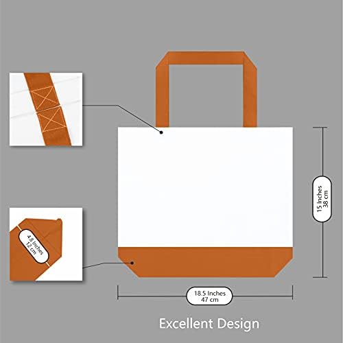 TOPDesign 1-Pack Super Strong Large 12oz Cotton Canvas Tote Bag, Reusable Grocery Shopping Cloth Bag, Fashionable Two-Tone Tote for Crafts, DIY Your Creative Designs