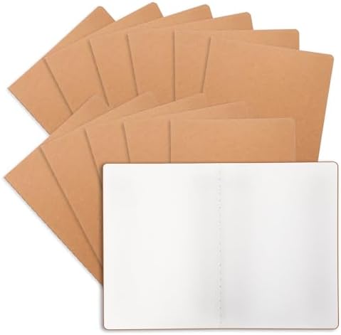 12 Pack Blank Kraft Notebooks, 8.3x5.5 Inches A5 Small Journals Bulk Blank Notebooks 80 Gsm Unlined with 60 Pages A5 Subject Notebooks Traveler Journal Set for Adult Students Back to School Supplies