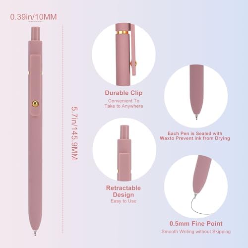 Ddaowanx Gel Pens,6 Pcs 0.5mm Retractable Quick Dry Black Ink Pens (Pack of 2)