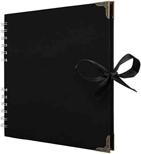 Scrapbook Album, 60 Pages, 8 x 8 Inch, Black Photo Album, Scrap Book | Hardcover with Thick 250 GSM Kraft Paper, Ideal for Your Scrapbooking Albums, Art & Craft Projects (Black, 8 x 8 Inch)