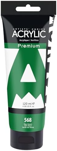 AUREUO Sap Green Acrylic Paint, 4 Fl Oz / 120ml Single Tube, Rich Pigment Art Craft Paints for Canvas, Rocks, Wood, Ceramic, Fabric - Art Supplies for Beginners, Professionals, Artists