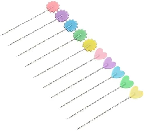 Elisel 200 pcs Multicolor Straight Pins Straight Quilting Pins Craft Positioning Pins Fixed Sewing Marker Needle for Crafting Dressmaker and Other Crafts Making (Love Hearts and Flowers)