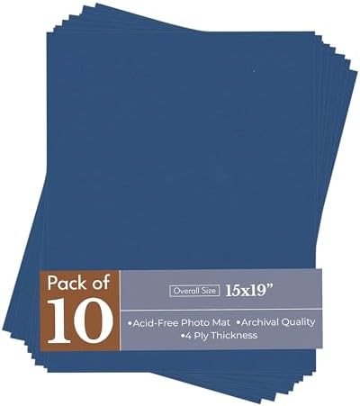Bottle Blue 15x19 Uncut Premium Mat Board - No Opening - 10 Mats