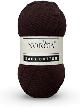Baby Cotton, 55% Cotton 45% Acrylic Yarn, Fine/Sport (2) for Crochet and Knitting, Soft Amigurumi Yarn, 100 gr (361 yds)