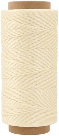 Mandala Crafts 210D 1mm Ivory Flat Waxed Thread for Leather Sewing