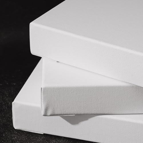 PHOENIX 6x6 Inch 4 Pack Gallery Canvas - Small Square 1.5 in Thick Canvases for Painting - Deep Edge 100% Cotton 11 Oz. Gesso Primed White Blank Professional Canvas Oil & Acrylic Paints