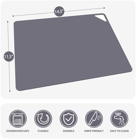 WK Flexible Plastic Cutting Boards for Kitchen, Cutting Board Mats Set of 5, Nonslip Cutting Board for Meat, Thin Cutting Sheets with Hole, Dishwasher Safe, BPA Free, 14.5x11.5"