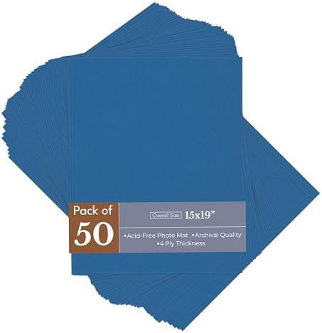 Royal Blue 15x19 Uncut Premium Mat Board - No Opening - 50 Mats
