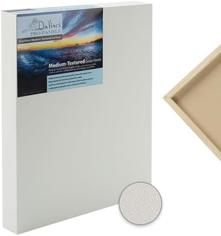 Da Vinci Pro Medium Textured Gesso Panel - 4x12-1-5/8" Depth Wood Panels for Painting - Accepts Mediums Like Canvas - for Oils, Acrylics, Mixed Media, Pastels & Drawing Sticks