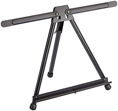 KINGART Adjustable Black Aluminum Table Top Display Easel with Extension Arm Wings -15" to 21" High - Portable Artist Tripod Folding Frame Stand - Holds Canvas, Paintings, Books, Photos, Signs