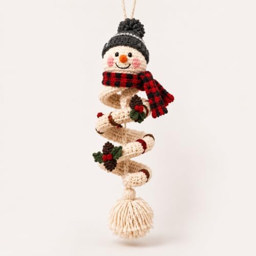 Crochet Snowman Spiral Ornament DIY Kit, Christmas Craft for Adults
