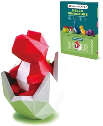 3D Dinosaur Origami Paper Craft Kit, Cute Dinosaurier-Baby DIY Pre-Cut 3D Papercraft for Teens & Adults, Creative Handmade Animal Figurine Paper Sculpture STEM Puzzle Origami Gift Set