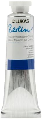 Lukas Berlin Pro Artists Water Mixable Oil Paint 37 ml Tube Ultramarine, Water Soluble, Lightfast Pigments, Quick Drying, Easy Clean-Up, Eco-Friendly, Professional Quality, 40 Color Range