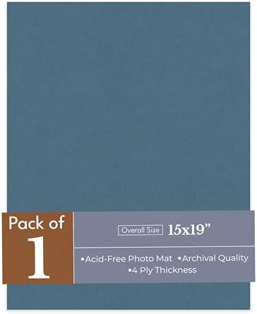 Steel Blue 15x19 Uncut Premium Mat Board - No Opening - 1 Mat