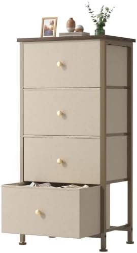 Sweetcrispy Dresser for Bedroom, 4 Drawer Storage Cabinet, Tall Nightstand