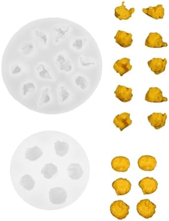 3D Popcorn Silicone Mold, 2PCS Popcorn Shape Candle Soap Mold for Chocolate, Fondant, Resin | Cute Food Fondant Molds for Baking Baby Shower & Birthday Party DIY Crafts‌ Gifts(Popcorn)