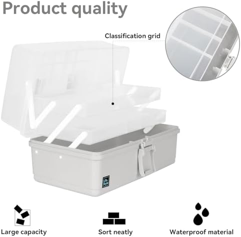 WEWLINE 3-Layers Plastic Portable Storage Box,Household Plastic Craft Supply Box with Handle,Multifunctional Storage Boxes for Children Student,Perfect for Home Office