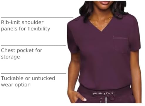 Med Couture Touch Women's Scrub Tops V-Neck Tuck-in Top with 1 Pocket