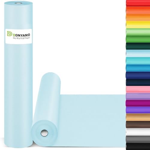 Light Blue Wrapping Paper 15"x450", Kraft Paper Roll Bulletin Board Paper